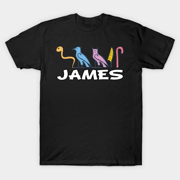 JAMES-American names in hieroglyphic letters-James, name in a Pharaonic Khartouch-Hieroglyphic pharaonic names T-Shirt by egygraphics